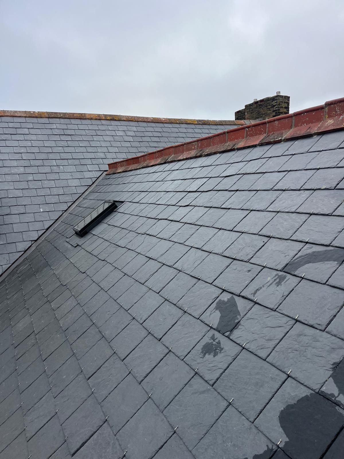 Completed Spanish slate roof close-up